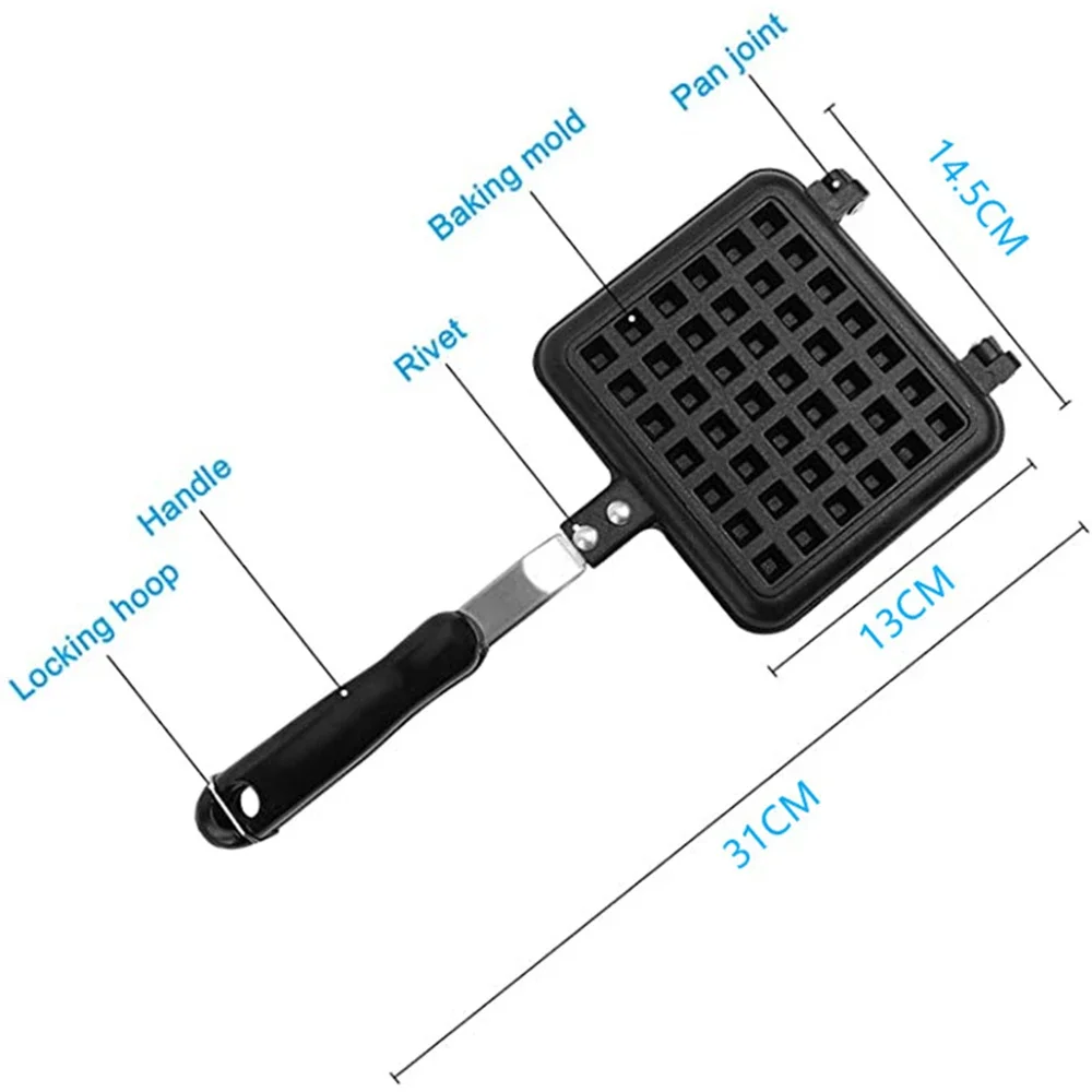 Non-Stick Waffle Maker Mold Gas Pan Cake Oven Breakfast Bakeware 4