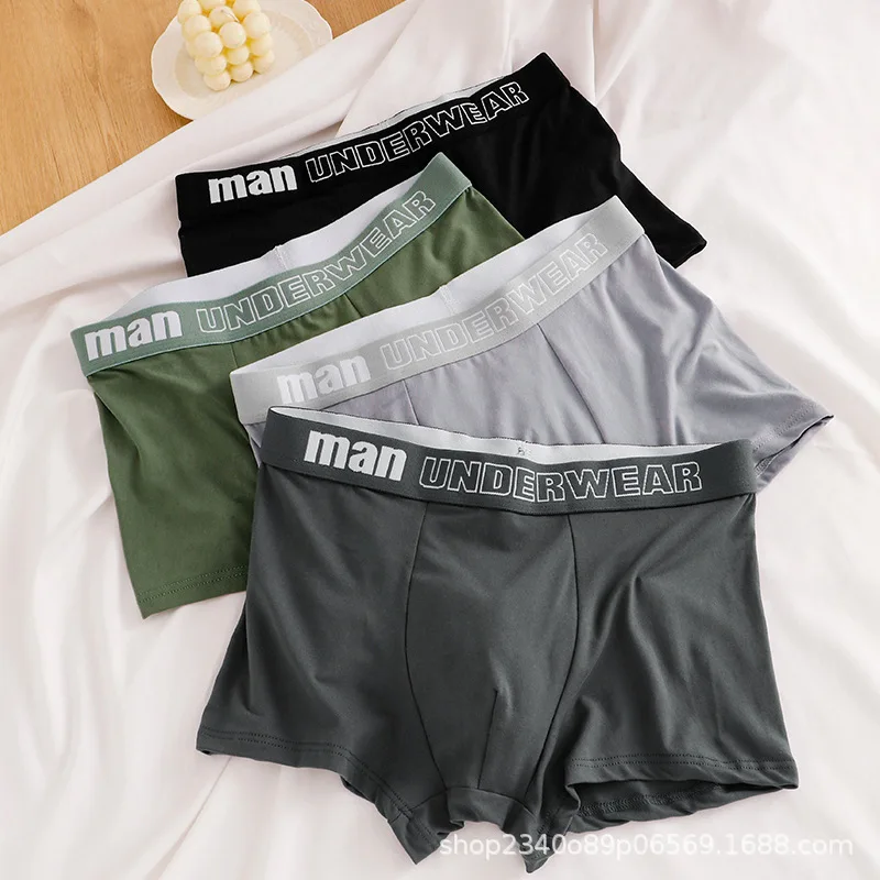 Men Boxers Underpants Sports Underwear Black Gray L XL XXL Soft Breathable Fashion Shorts Letters Wide Band Pants - Image 2