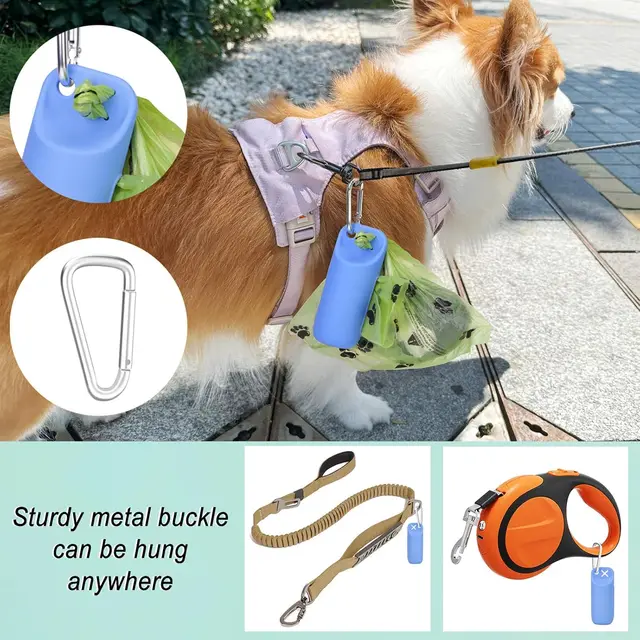 Silicone Dog Poop Bags Holder dog bags dispenser walking stand portable feces collection bag hanging ring silicone storage box 3