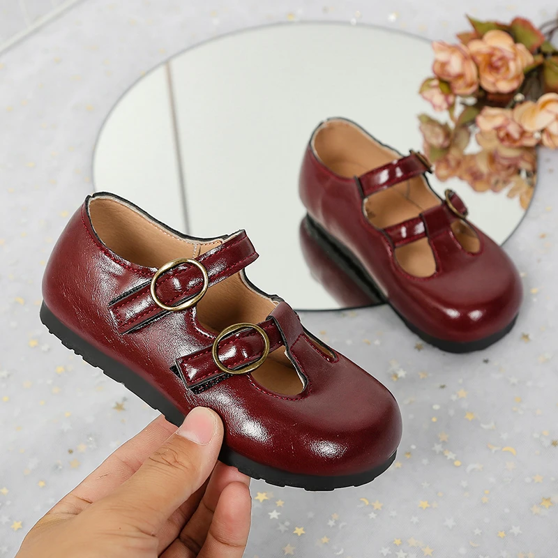 Leather T-strap Mary Jane Flats for Girls