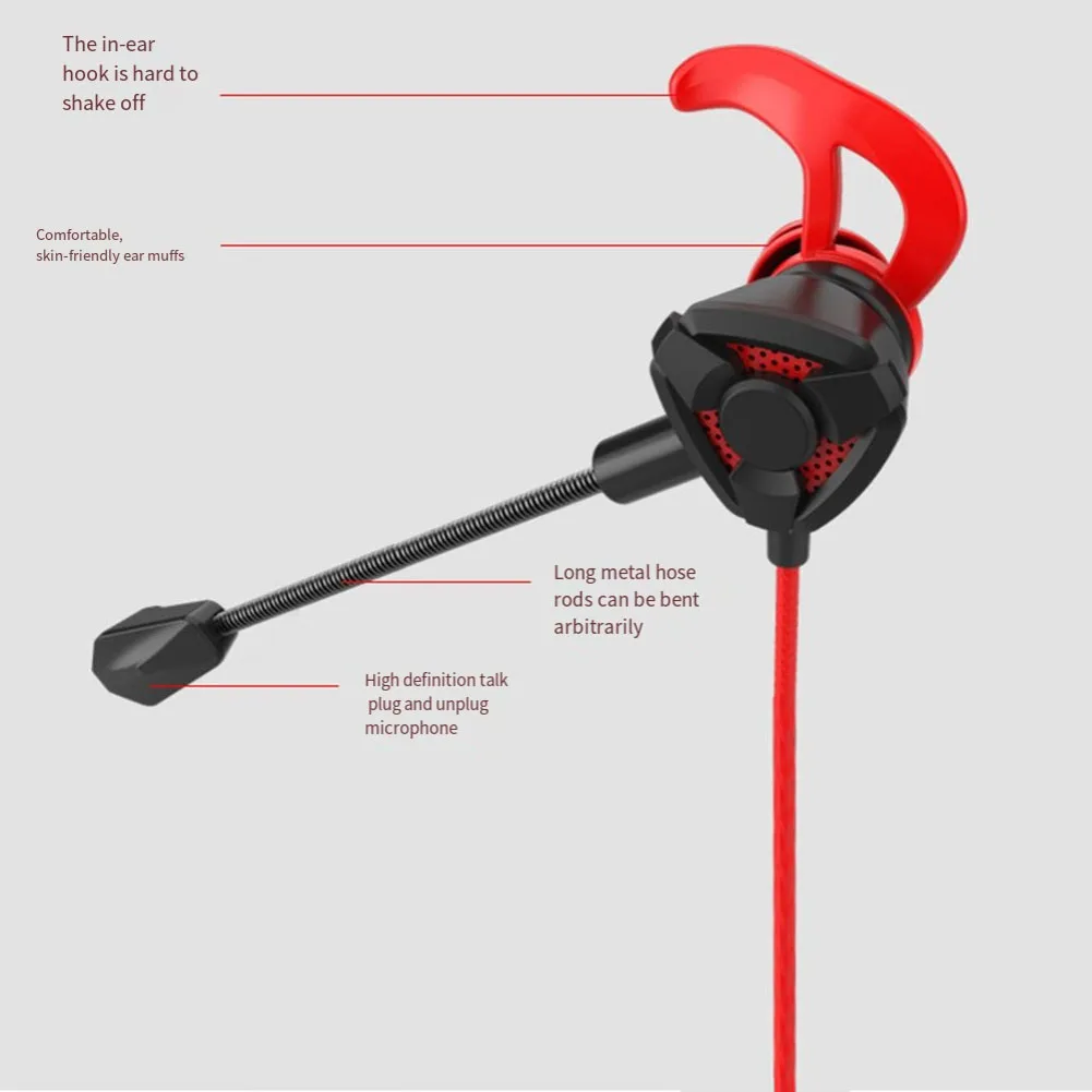 Headset Wired Earphone Gaming Noise Cancellation Earphones Microphone for Phone Tablet Laptop Game Parts