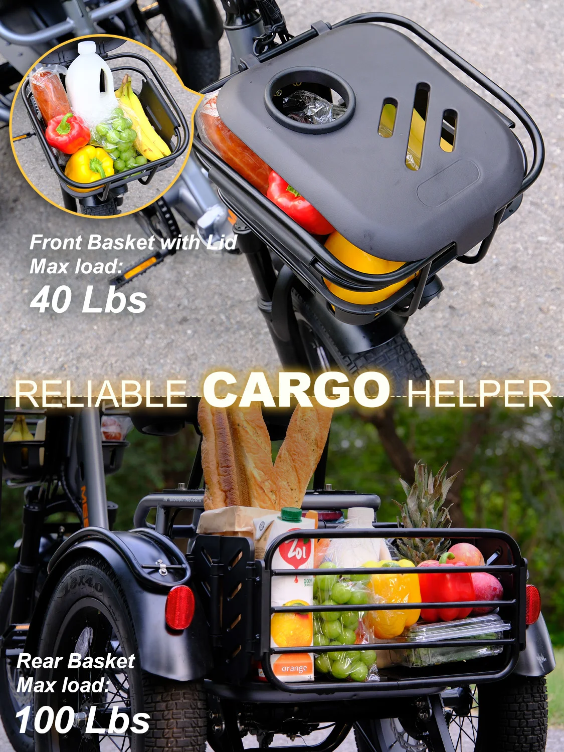 Meetone Breez Folding Electric Trike750W 20AH Lithium Battery Electro Trike Reversing Function 18*4-in Fat Tire Mountain E-Trike