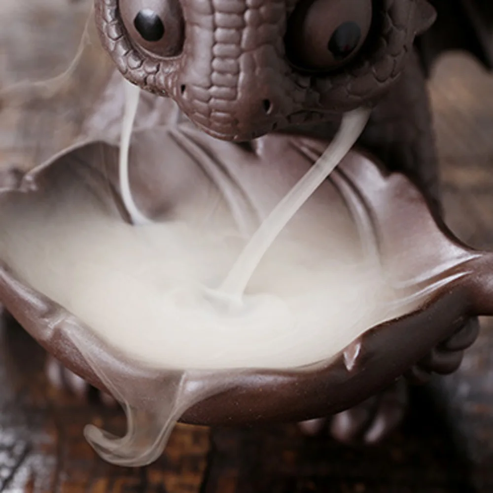 1pc Ceramic Waterfall Incense Burner, Vintage Dragon Backflow Incense Burner, Household Burner Catcher Holder (without Incense）