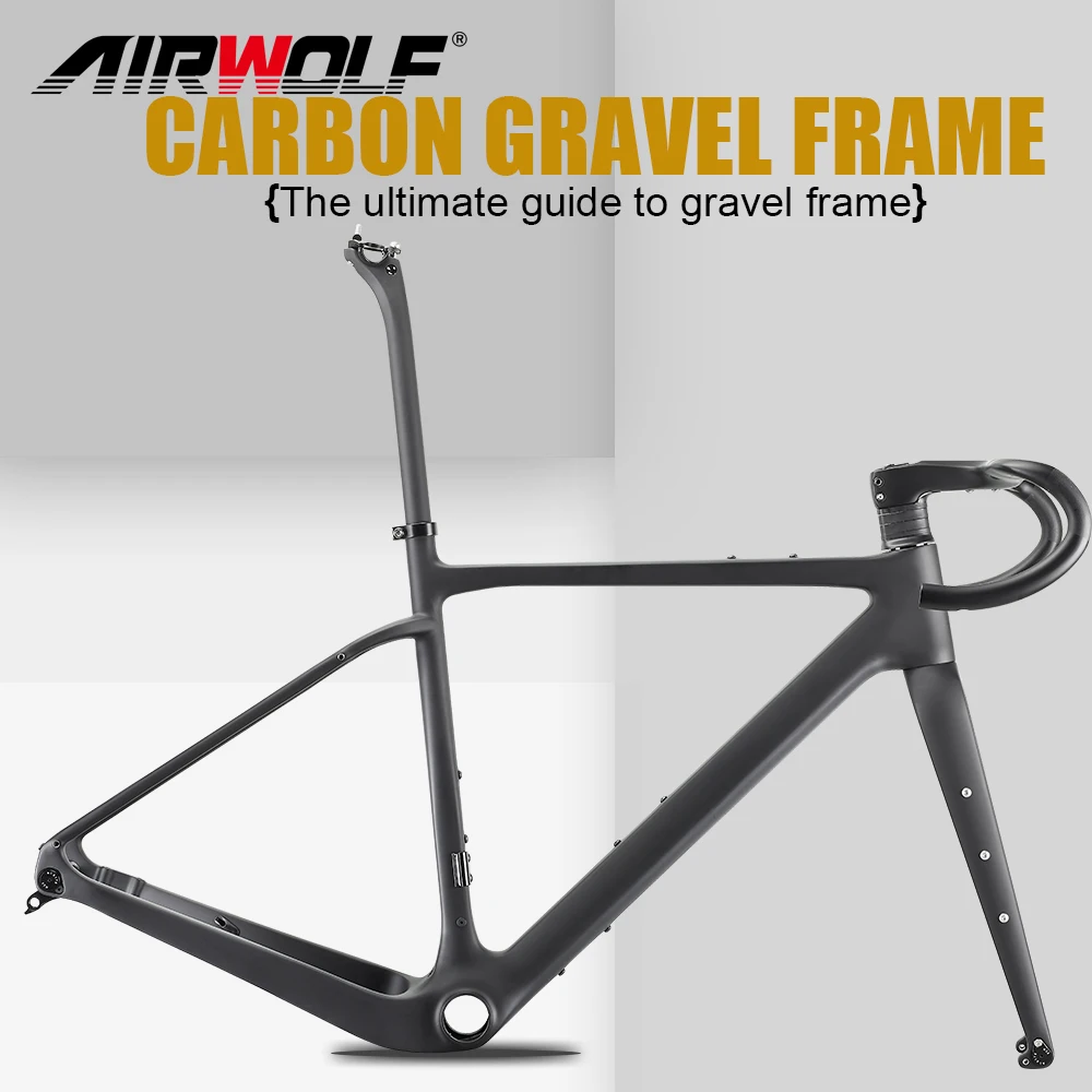 Airwolf Carbon Gravel Frame Bicycle 700C Framework Freno A Disco 700C * 45C Cyclecross Parts Ciclismo Su Strada Bb386 Vernice Personalizzata