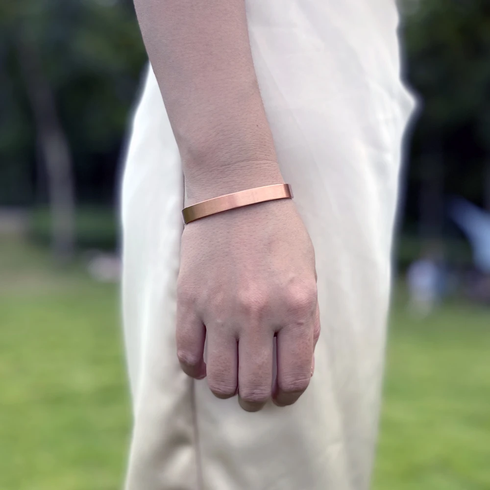 Vinterly Pure Copper Bracelets for Women Men Unisex 8mm Adjustable Open Cuff Bangles Female Resizable Jewelry Soft Metal Simple bangle bracelet