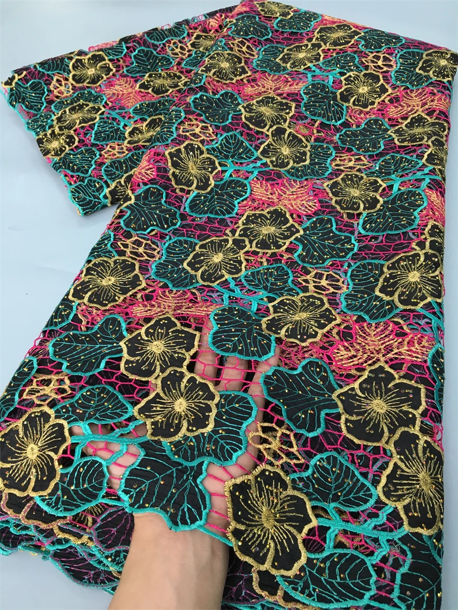 African Nigerian Lace Fabrics Swiss Cotton In Switzerland Embroidered Lace For Evening Dresses Women 2.5yards 4022