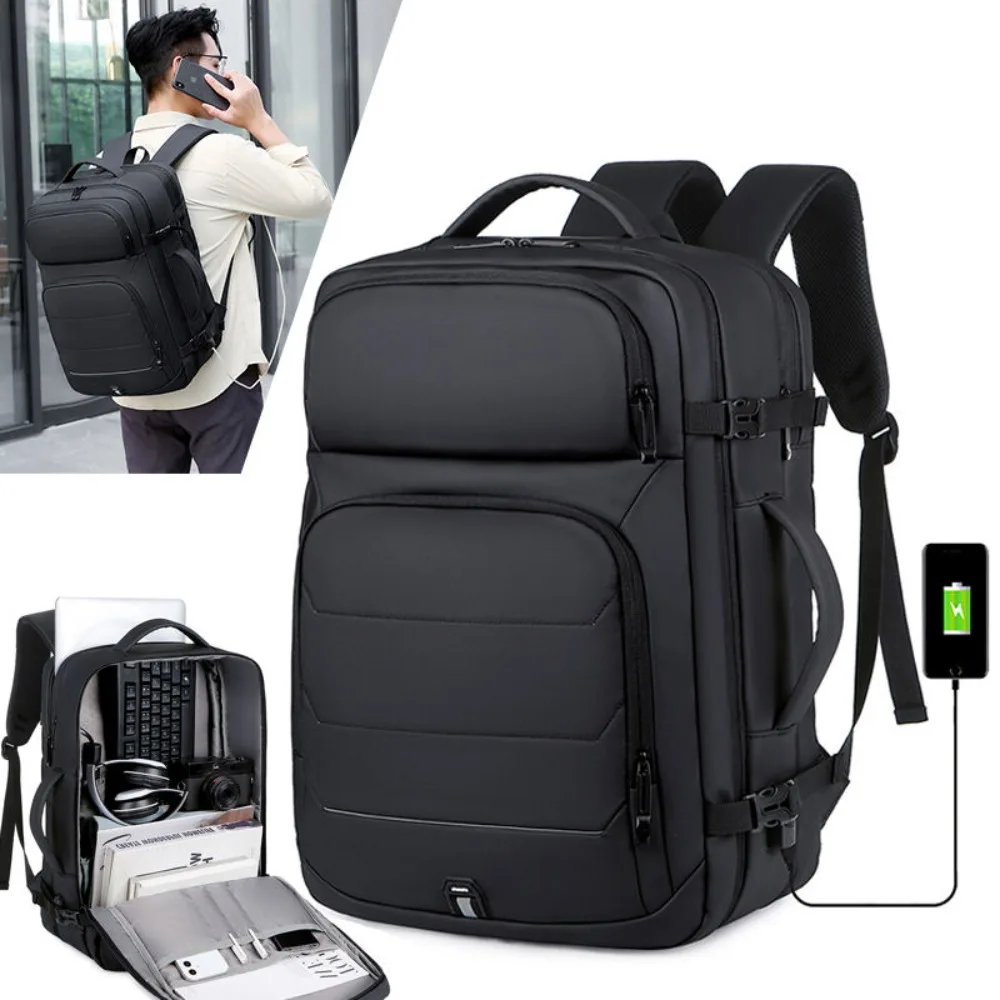

Laptop Backpack for Men 17.3''Large Capacity Backpack USB Port Bag Business Oxford Waterproof Travel Bag with Reflective Strips