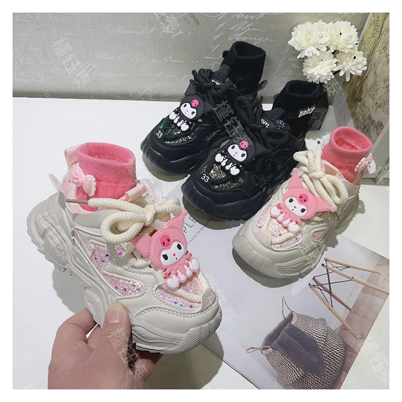 

Новые весенние милые спортивные туфли Kawaii Kuromi аниме Sanrio милые Мультяшные детские повседневные кроссовки прекрасный подарок для девочек