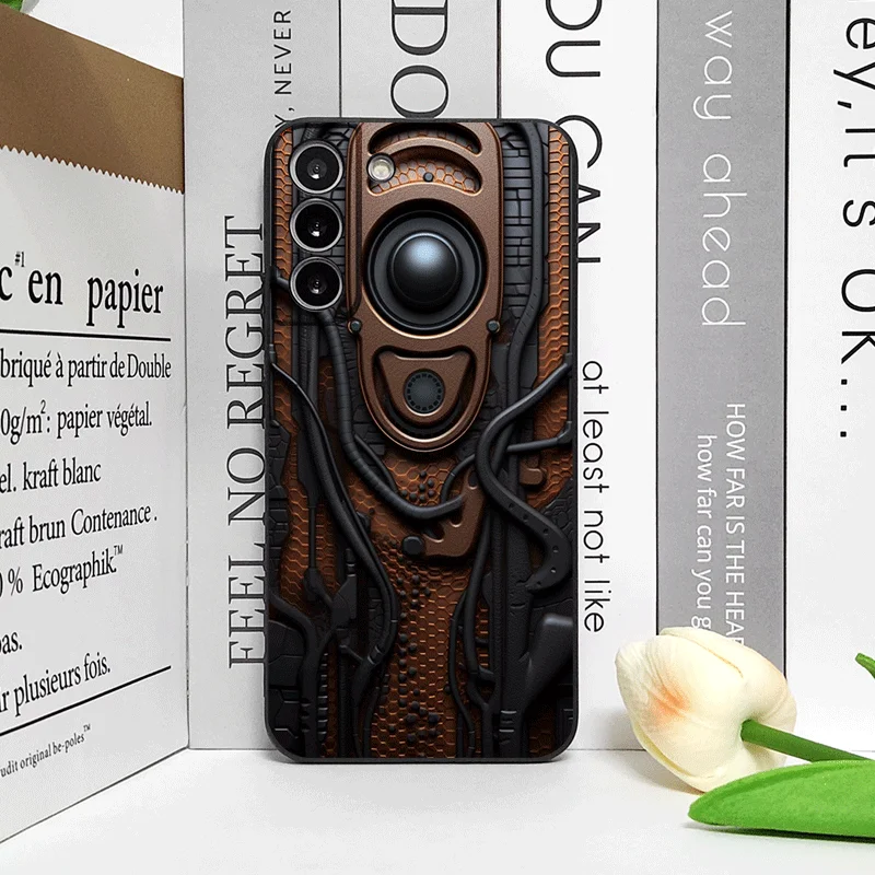 Artistic Mechanical Wood Texture Silicone Phone Case - Shockproof Soft Cover