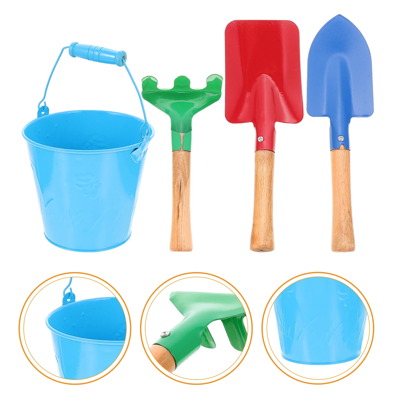 Gardening Kids Tools Children for Metal Barrel Kit Planting Toys Shovels Wood Sand Beach Bucket Toddler Gift Hand 4