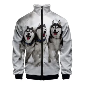 Funny 3D Dog Husky Graphic Zipper Jacket for Men Clothing Casual Zip Up Jacket Women Sweatshirt Streetwear Hip Hop Pullover Coat