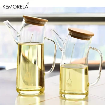 KEMORELA Bottiglia di vetro per dispenser di olio a tenuta stagna 750ml/1000ml Contenitore di stoccaggio da cucina per cucinare barbecue all'aperto Condimento per picnic 1