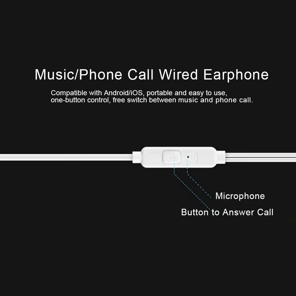 Universal Wired Headset for XiaomiHuawei Mobile Phone 3.5mm Wiredcontrol tuning Call Listening to Music in-ear with Microphone
