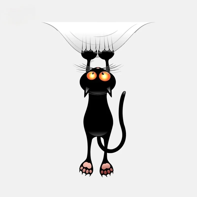 Toilet Cartoon Children's Urinal Toilet Lid Bathroom Door Home Decoration Fun Stickers Black Cat Scratching The Ground E24