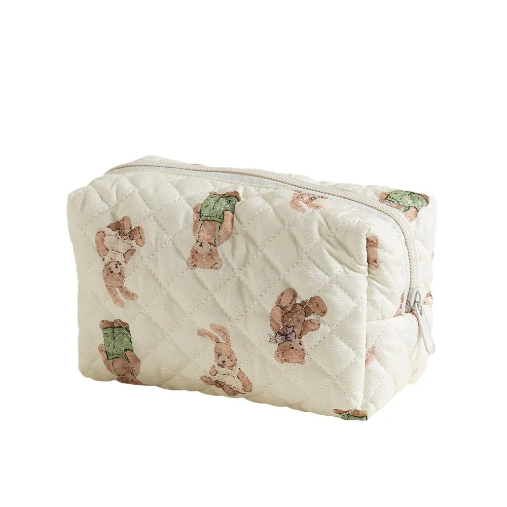 Floral Quilted Lipstick Data Cable Earphone Bag Travel Cosmetic Organizer Makeup Bag Women Cosmetic Bag Makeup Pouch Coin Purse