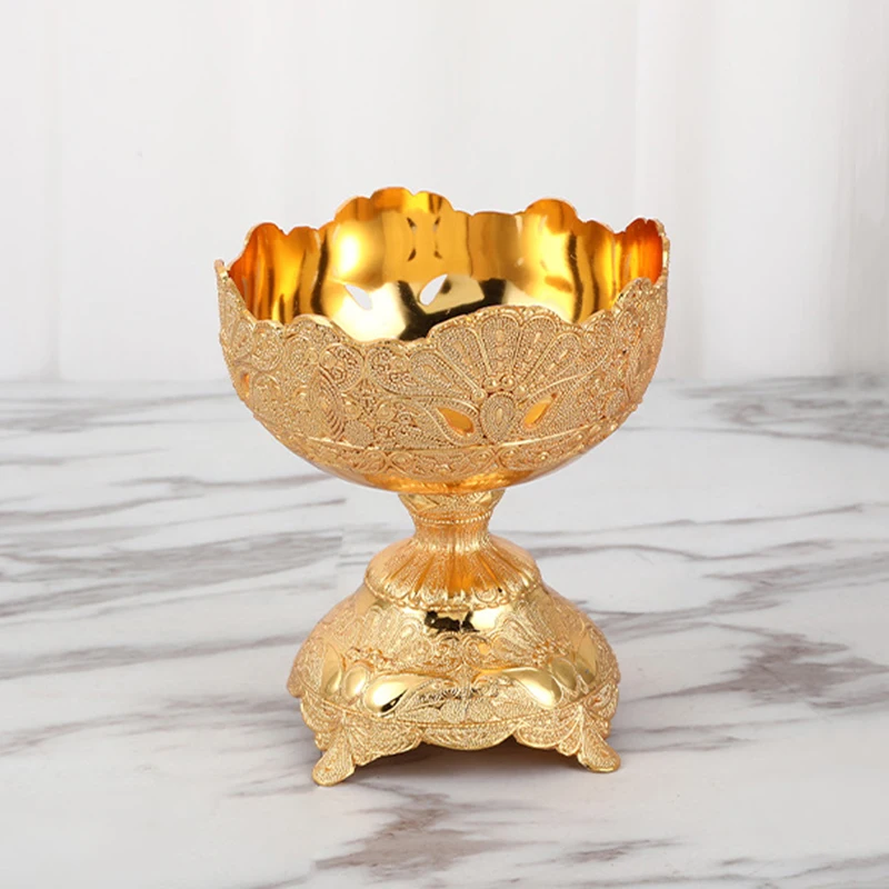 PEANDIM Gold Serving Tray Luxury Fruit Tray Hotel Table Decoration Dessert Snack Bowl Plate Home Kitchen Storage Organization 3