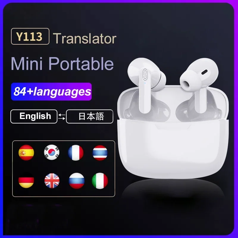 Y113TranslationEarbudsTranslatorHeadphones84LanguagesInstant