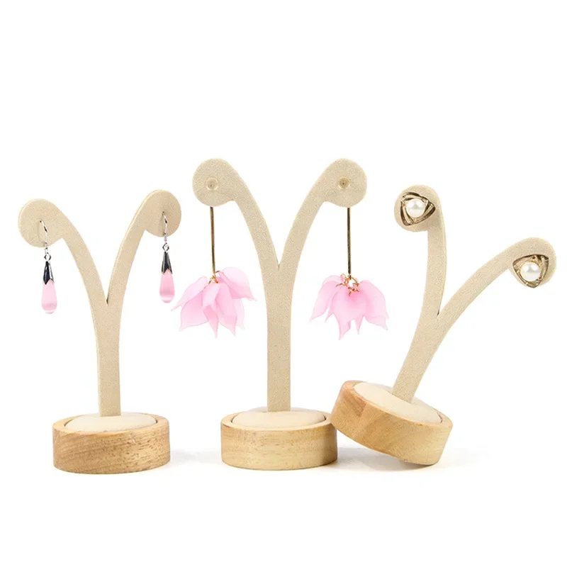 Wooden Jewelry Dangle Earrings Hook Ear Studs Rings Display Holder Organizer Ornament Eardrop Storage Rack Stand Hnager Showcase
