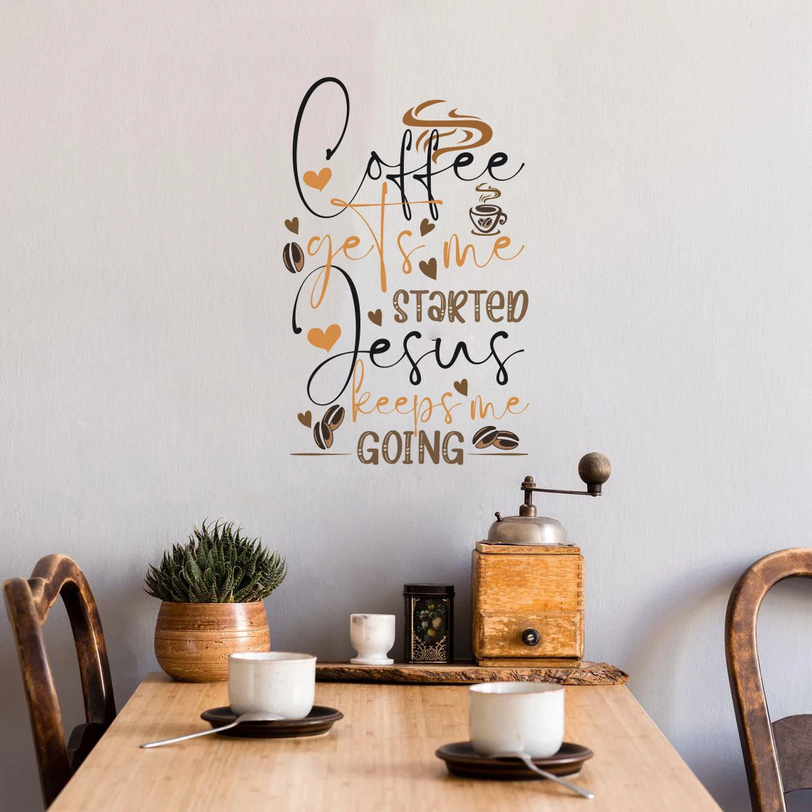 Modern Coffee Jesus Bean Wall Sticker Kitchen Cafe Christian Lord Wall Decal Dinning Room Home Decor