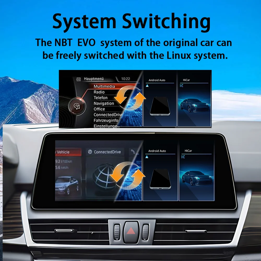 Para BMW Serie 2 F45 F46 NBT EVO NUEVO Reproductor Multimedia Inalámbrico Carplay para Auto, Pantalla Táctil de Video, Monitor Android Auto, Sistema Linux 4