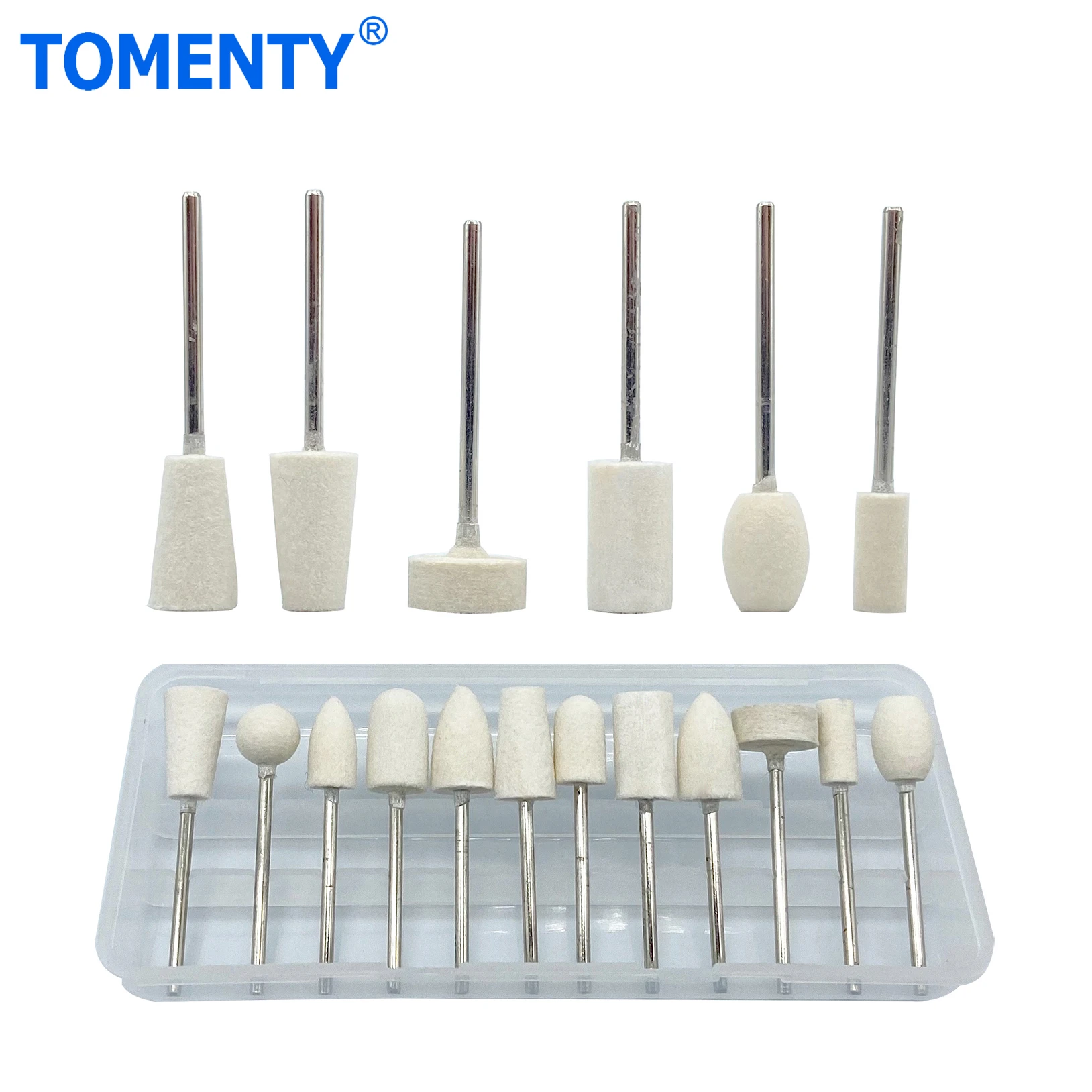 12Pcs TOMENTY Wool Felt Mounted Polishing Buffing Wheel Grinding Head