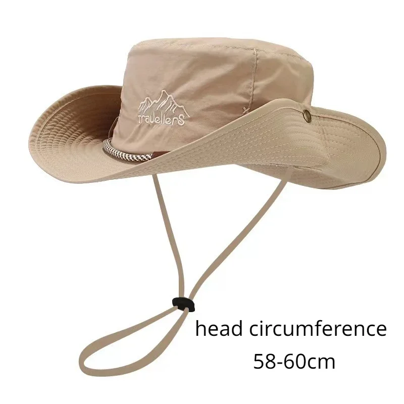 Outdoor Breathable Summer Fishing Hat Camping Mountaineering Sunscreen Hat Fishing Sunshade Cowboy 1pc