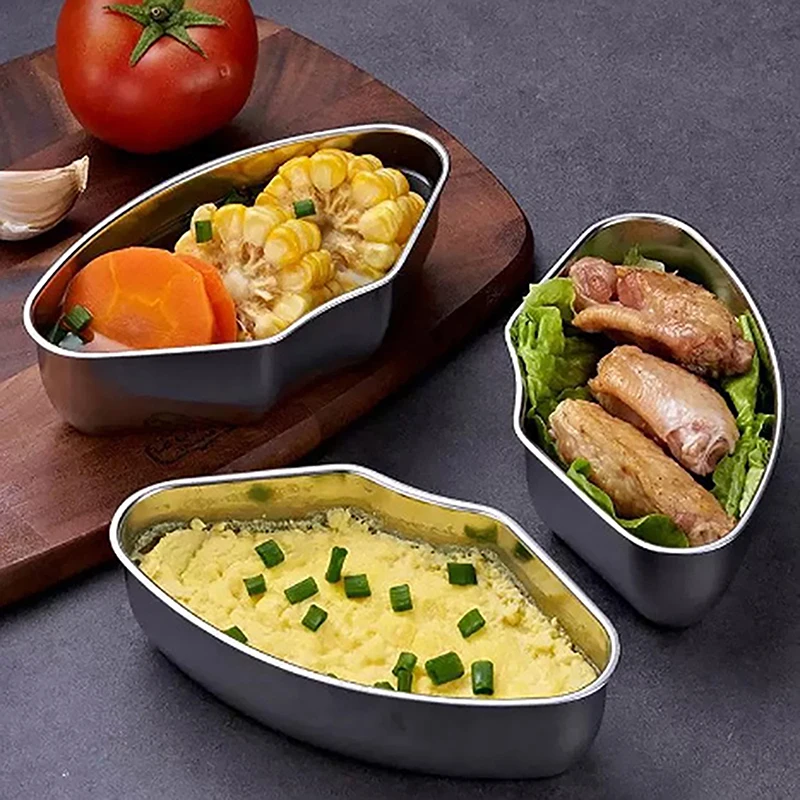 1PC Stainless Steel Steaming Plate Fan Shaped Divided Steaming Plate Household Food Bowl Kitchen Accessories