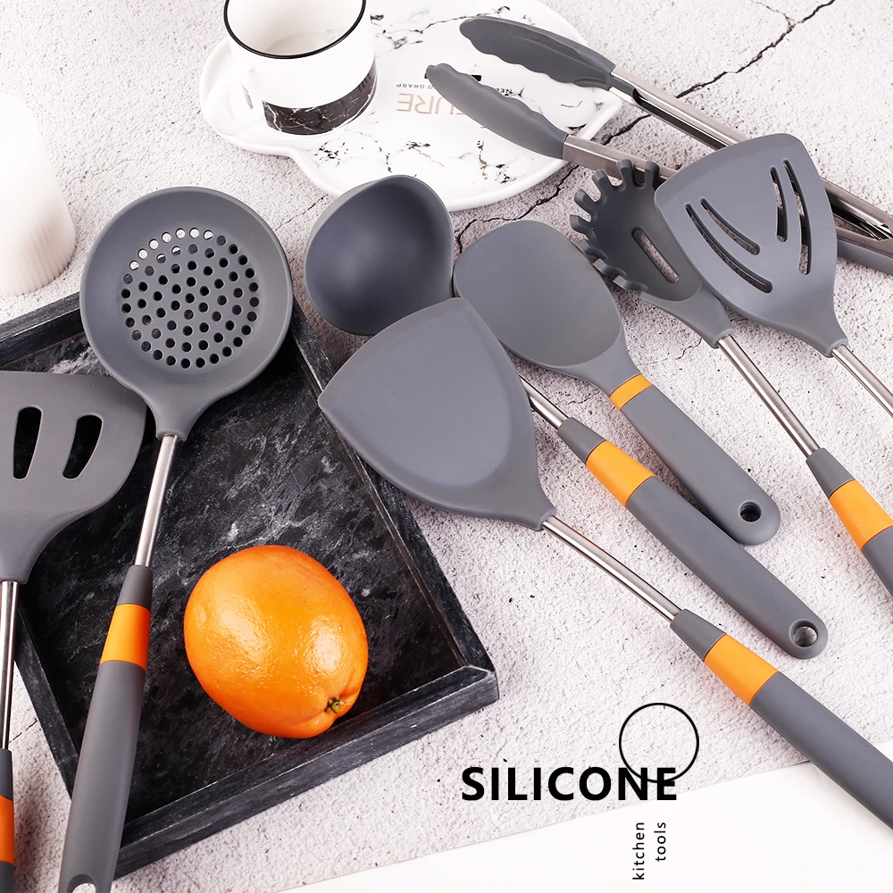 Premium Silicone Cooking Tool Set Heat Resistant Kitchen Utensils with AntiSlip Support Design