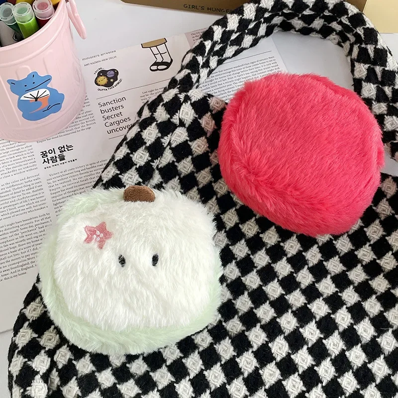 11cm Kawaii Cartoon Mini Apple Plush Zero Wallet Cute Red Apple Fruit Coin Purse Kids Wallet Headphone Key Storage Bag Girl Gift plush toys plush coin purse
