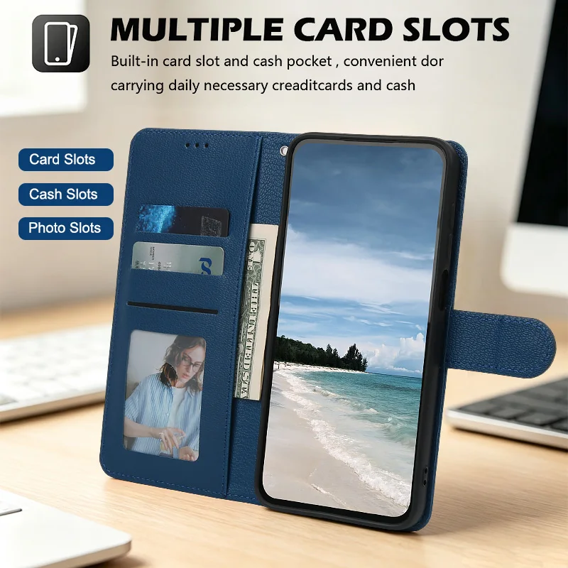 Leather Flip Wallet Case - Soft Silicone Cover for Samsung Galaxy A-Series