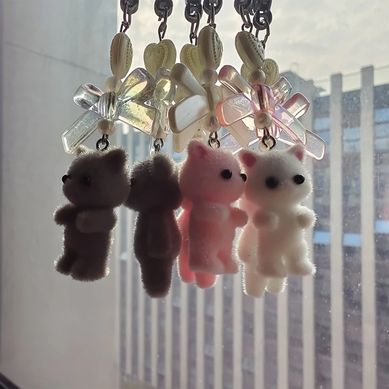 몰려 들고 곰 고양이 펜던트 키 체인 하트 활 모양의 열쇠 고리 Bowknot 열쇠 고리 쥬얼리 카메라 가방 Decors Handmade 