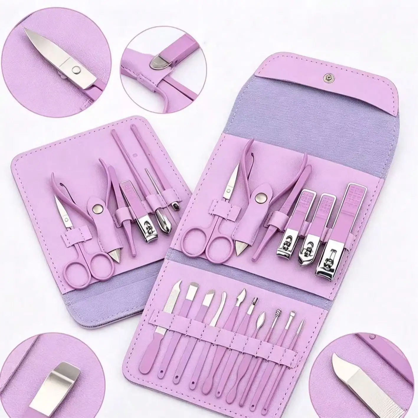16pcs Stainless Steel Manicure & Pedicure Tool Set, Nail Care Kit, Suitable For Home, Office, Outdoor Travel, Gifts, Nail Salons, Back To School 1