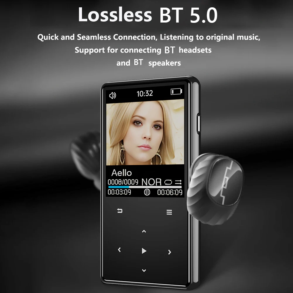 체육관 캠핑 스포츠용 휴대용 음악 플레이어, Bluetooth-Compatible5.0 음성 녹음기, FM 라디오 녹음, MP3 MP4 플레이어, 8 GB, 16 GB, 32GB