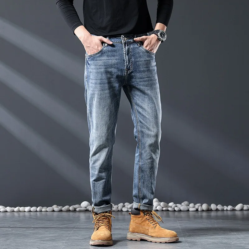 New Business large size Men's Jeans Casual Straight Stretch Fashion Classic Blue Work Denim Trousers Male Brand Clothing 28-48