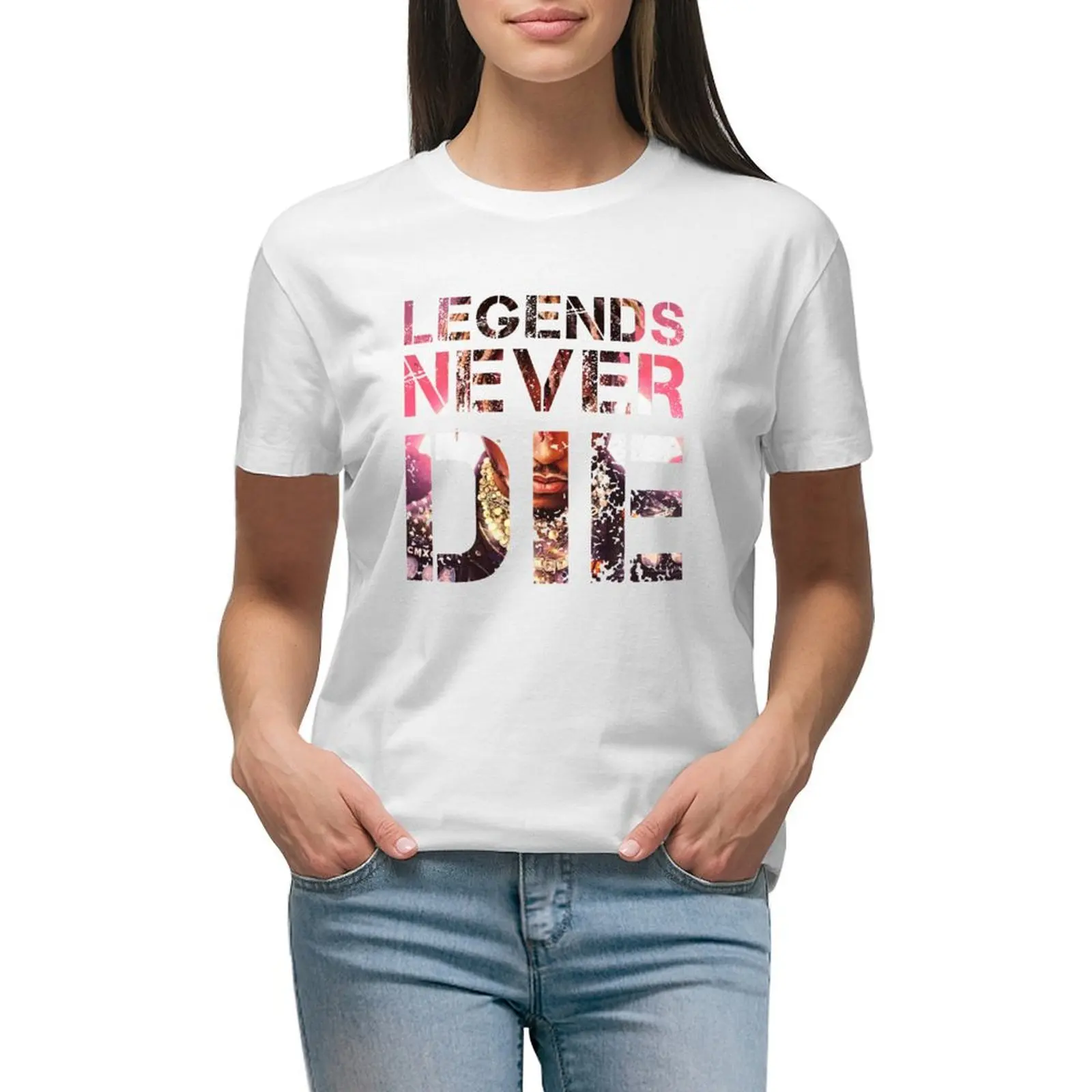 

Legends never die T-shirt tops lady clothes Female clothing black t shirts for Women