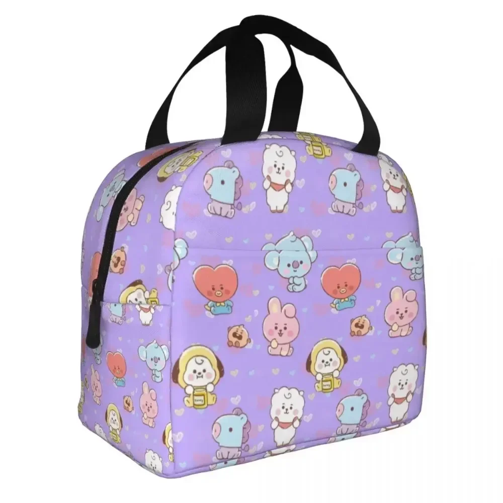Kpop Cute Cartoon Insulated Lunch Bag Large Music Meal Container Cooler Bag Lunch Box Tote Office Travel Girl Boy