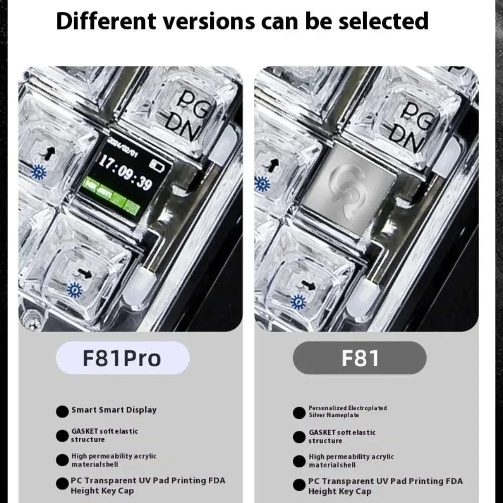 ColorReco F81 Pro 기계식 키보드 트라이 모드 RGB 핫 스왑 투명 아크릴 가스켓 게이머 키보드 맞춤형 게임 액세서리