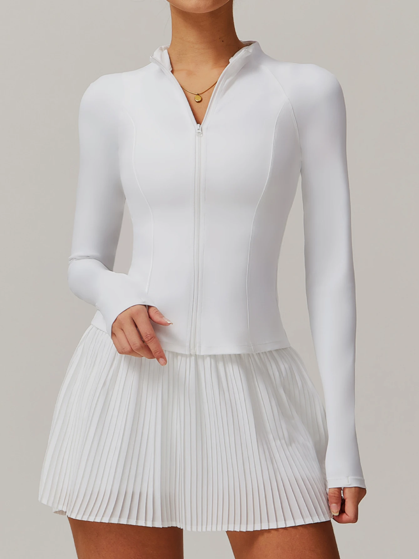 Sports Jacket Women's Stand Up Collar Zipper Yoga Coat Top Solid Color Long Sleeve Slim Outdoor Runing Fitness Wear Gym DWT9141