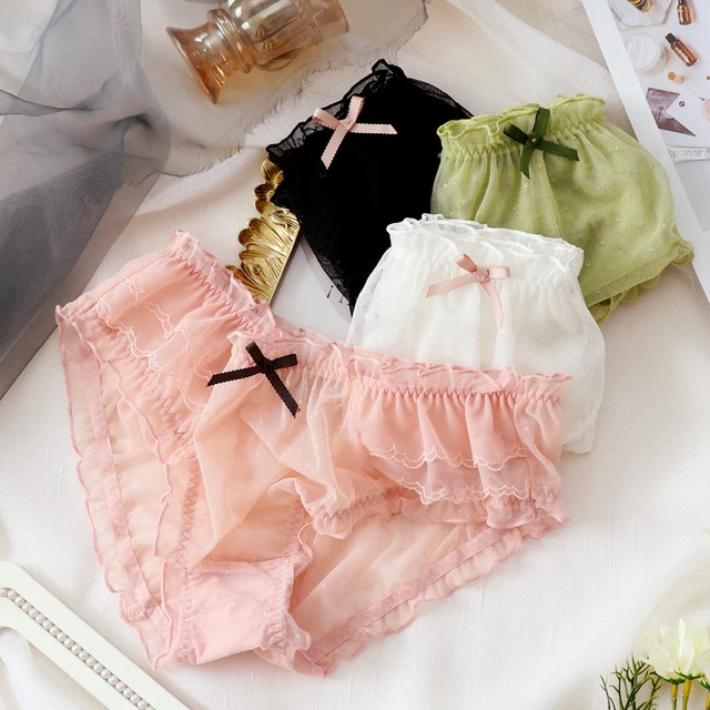 Japanese Style Panties Ruffles  Cute Panties Women Ruffles - Style Flower  Print Mesh - Aliexpress