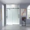 Frameless Sliding Shower Width Height Clear Tempered Glass Black Finish Designed for Smooth Door Closing Anti splash threshold 2