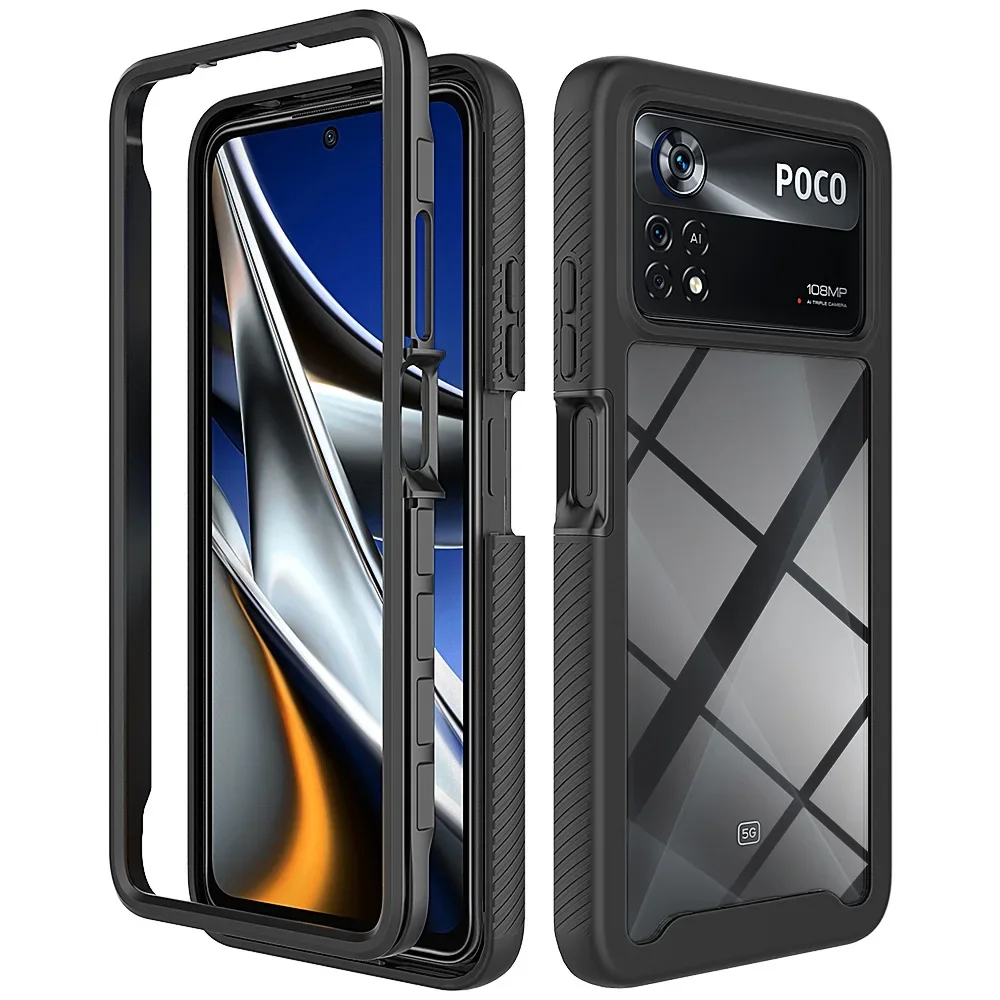 Гибридный чехол из ТПУ/поликарбоната для Xiaomi Poco X4Pro 5G Fundas Capa двухслойный бронированный ударопрочный кристально чистый чехол для Poco X4 Pro