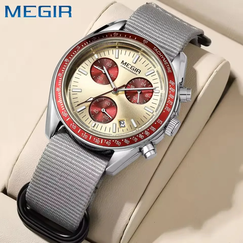 MEGIR 2247 Men's Luxury Quartz Watch Canvas Weaving Strap