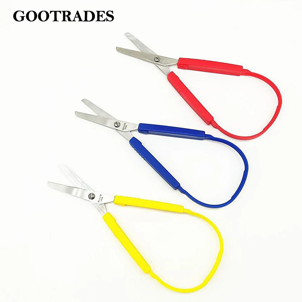 Loop Scissors for Kids Teens Adults Colorful Looped, Mini Easy Grip Scissor Adaptive Design Cutting for Small Hands,8 Inches