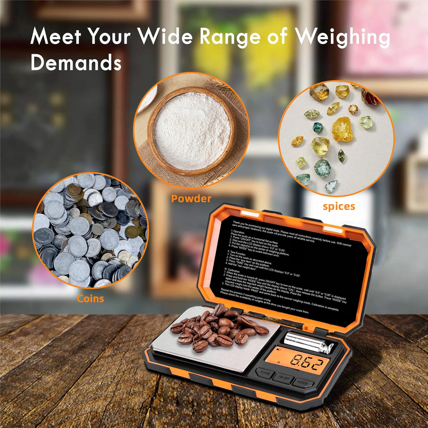 Precision Pocket Scale 200gx0.01g Jewelry Gram Scale Digital Food LCD Display One-Touch Conversion 6 Units