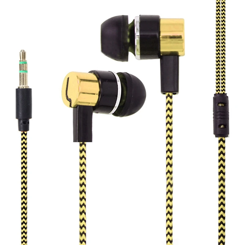 In-ear Electroplated Headset MP3 Computer General Stereo Earphones Sport Running Headphones 3.5mm Braided Wiring Earphone