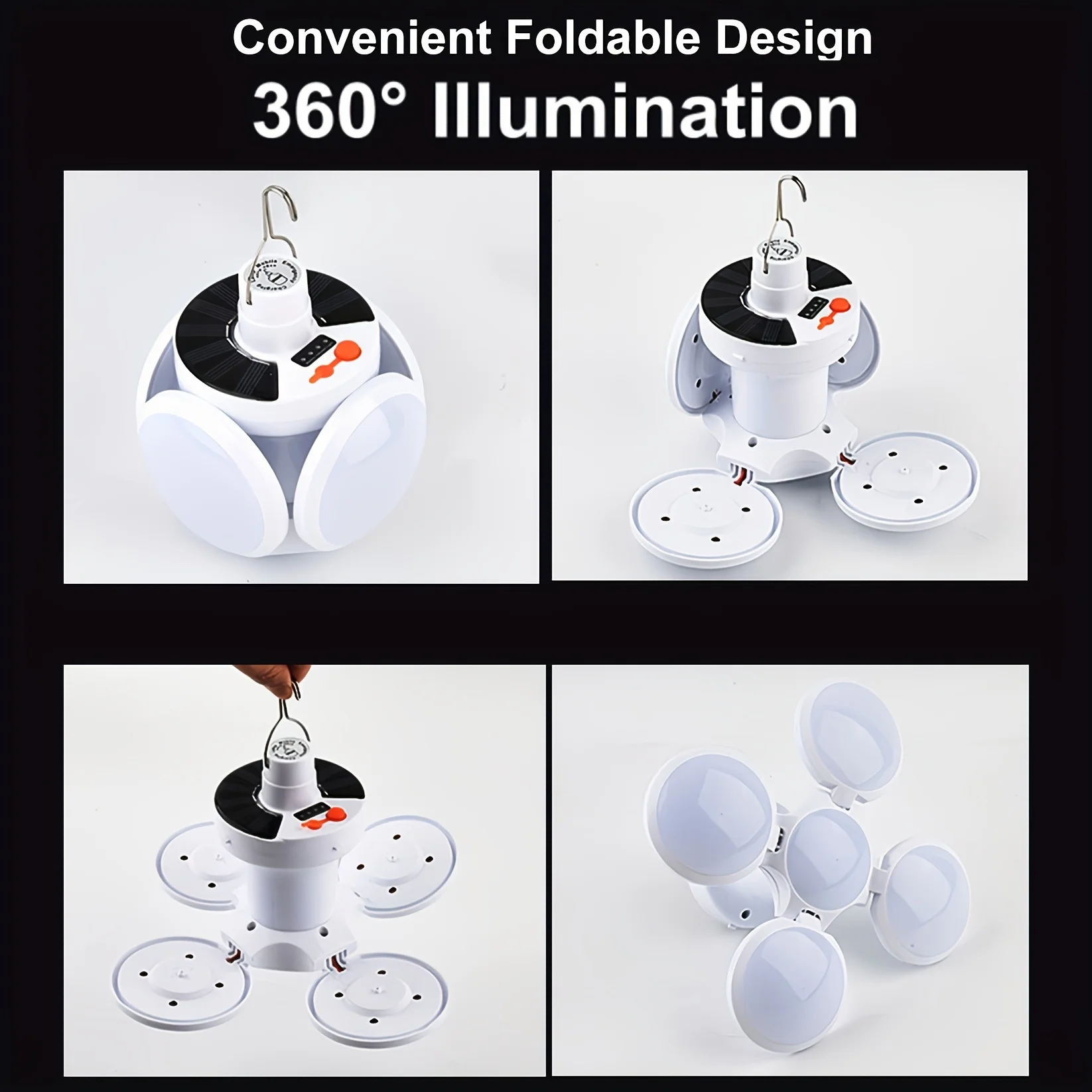 Camping Light Portable Solar Hook Remote Control Folding Football Bulb Rechargeable Desk Lamp Tent Emergency Chandelier
