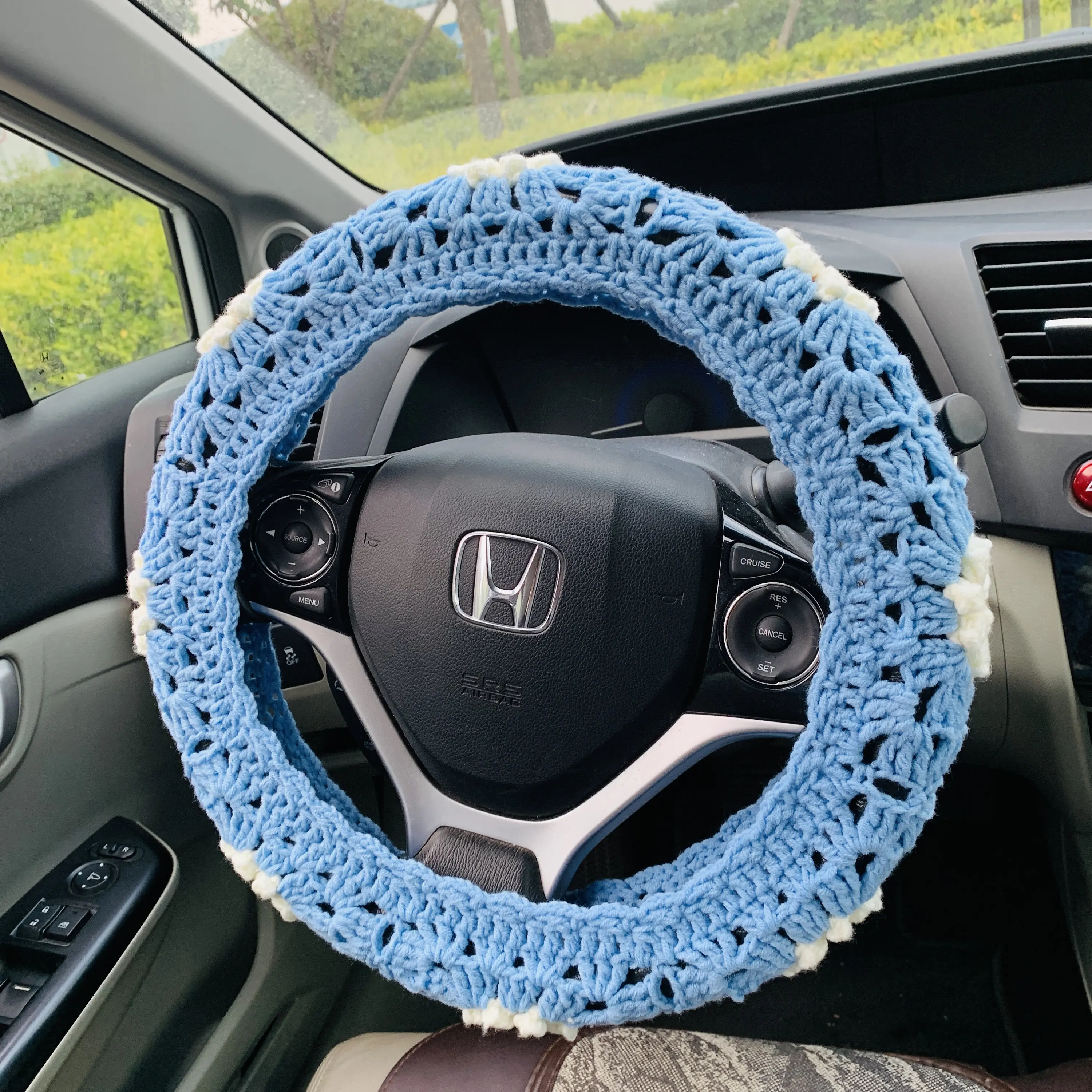 BOHO Blue Steering wheel cover, seat belt cover, center console