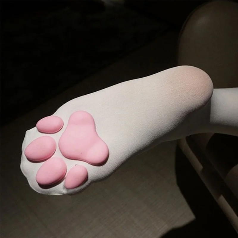 Cute Anime Kawaii Stockings for Women Girls Cat Paw Tights Role Play Halloween Gothic Lolita Cat Socks Over Knee Thigh 3D Print