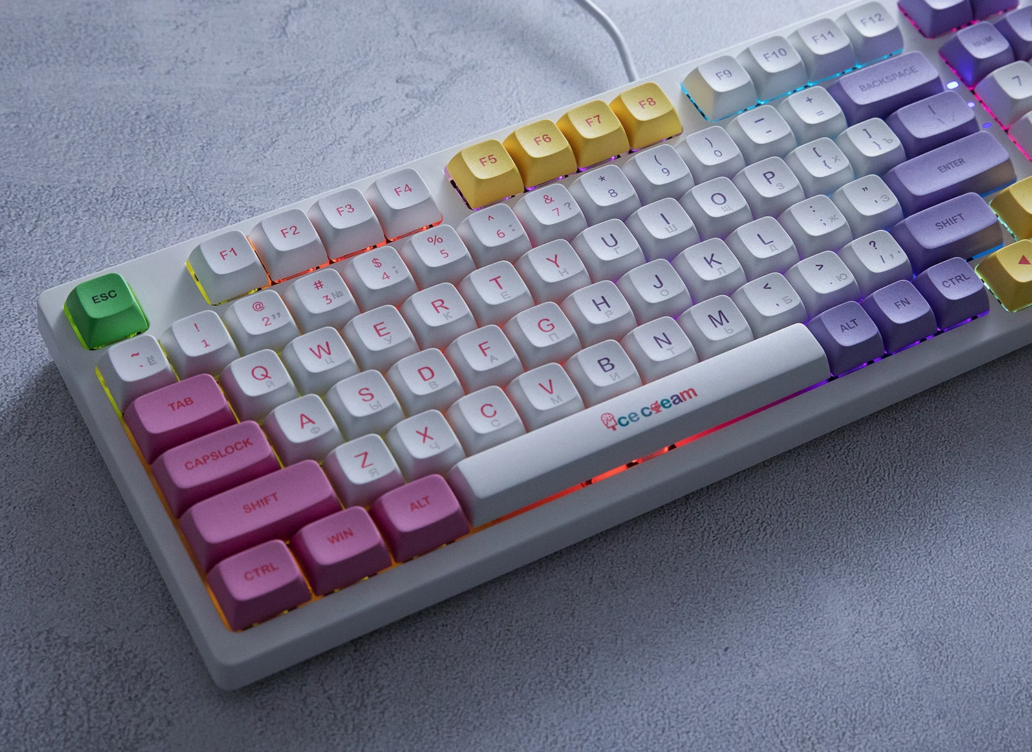 Eva-02 russo teclado mecânico, luz de fundo