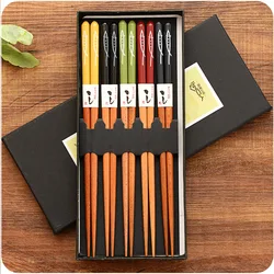 Bamboo Non - Slip Multicolor Chopsticks Set - 5 Pairs (Type D)